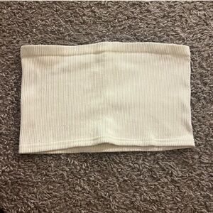 Free People Cream Ribbed Tube Top